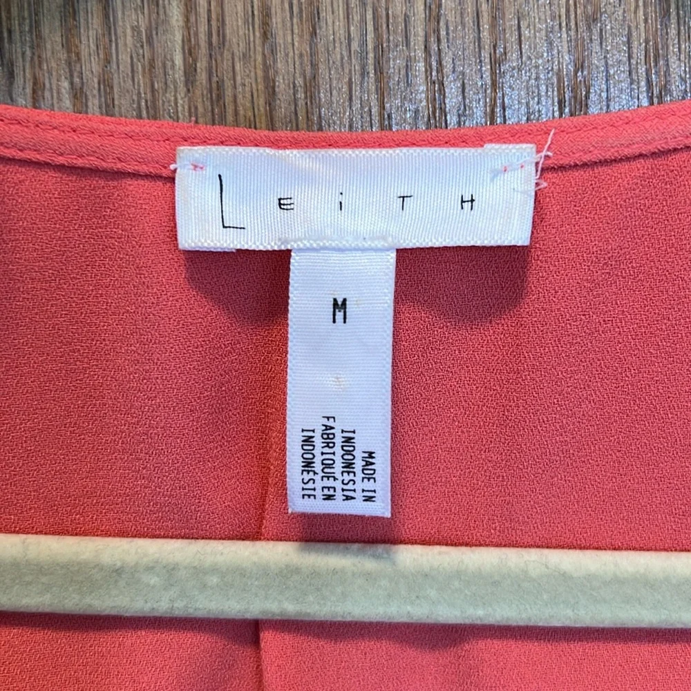LEITH Flutter‎ Sleeve Surplice Romper, Coral, M